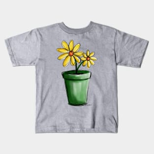 Yellow Potted Flowers Kids T-Shirt